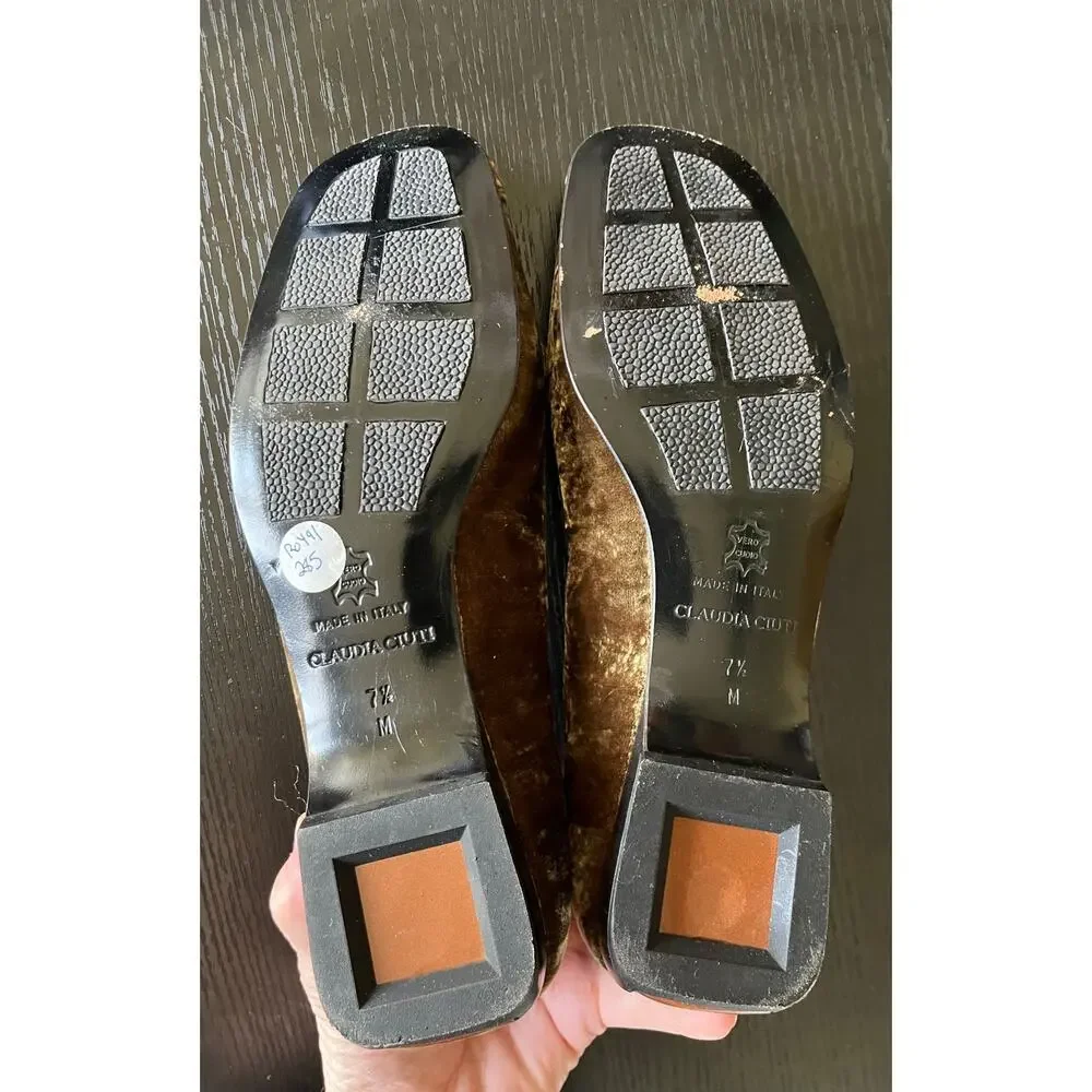 Stunning Claudia Ciuti Velvet Loafers with Faux Alexandrite Jeweled Accents
